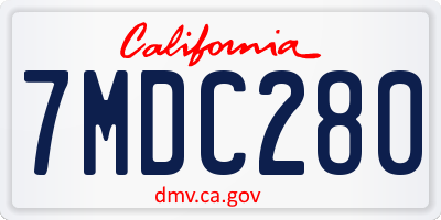 CA license plate 7MDC280