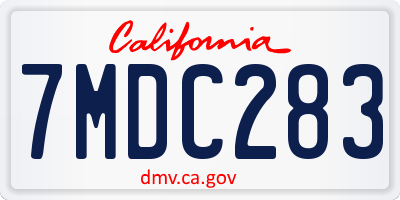 CA license plate 7MDC283