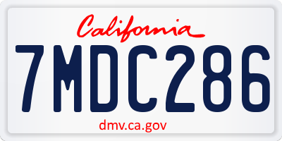 CA license plate 7MDC286