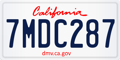 CA license plate 7MDC287