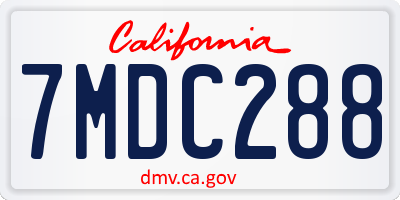 CA license plate 7MDC288