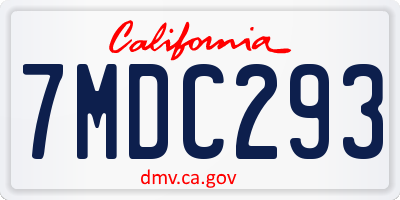 CA license plate 7MDC293