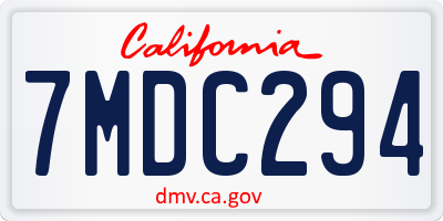 CA license plate 7MDC294