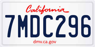 CA license plate 7MDC296
