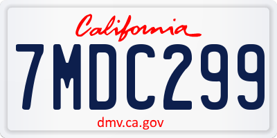 CA license plate 7MDC299