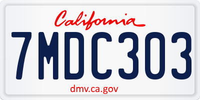 CA license plate 7MDC303