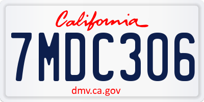 CA license plate 7MDC306