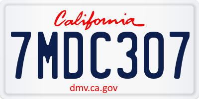 CA license plate 7MDC307