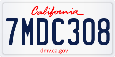 CA license plate 7MDC308