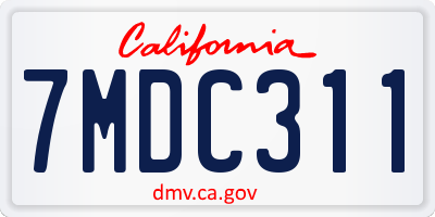 CA license plate 7MDC311