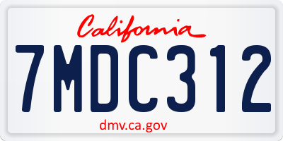 CA license plate 7MDC312