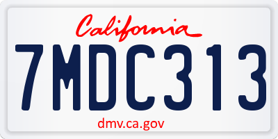 CA license plate 7MDC313