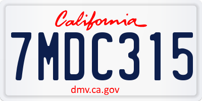 CA license plate 7MDC315