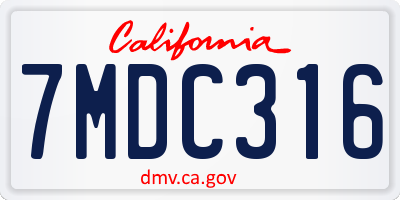 CA license plate 7MDC316