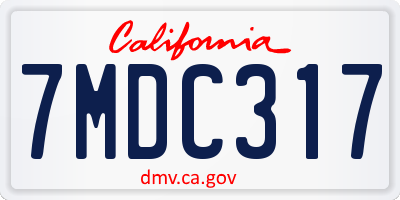 CA license plate 7MDC317