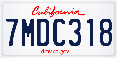 CA license plate 7MDC318
