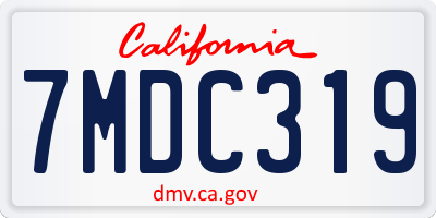 CA license plate 7MDC319