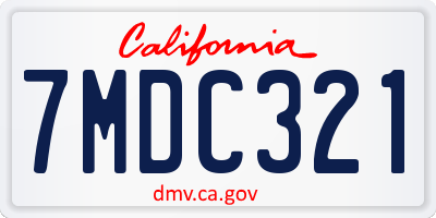 CA license plate 7MDC321