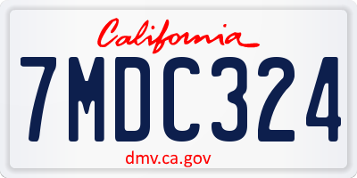 CA license plate 7MDC324