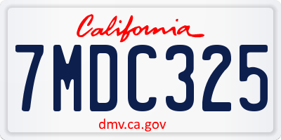 CA license plate 7MDC325