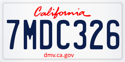 CA license plate 7MDC326