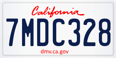 CA license plate 7MDC328