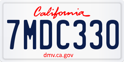 CA license plate 7MDC330
