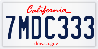 CA license plate 7MDC333
