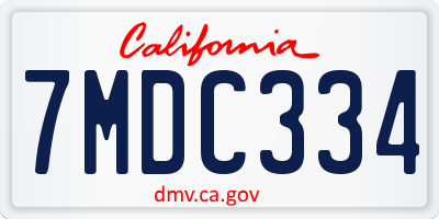 CA license plate 7MDC334