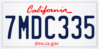 CA license plate 7MDC335