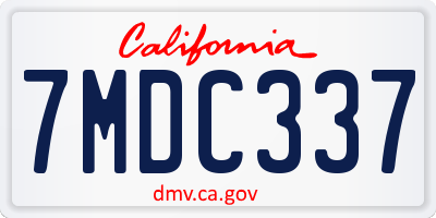CA license plate 7MDC337