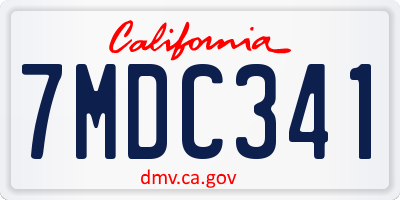 CA license plate 7MDC341