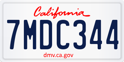 CA license plate 7MDC344