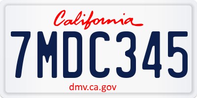 CA license plate 7MDC345
