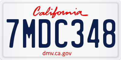 CA license plate 7MDC348