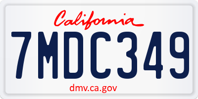 CA license plate 7MDC349