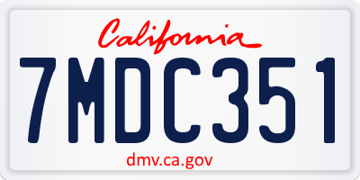 CA license plate 7MDC351