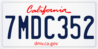 CA license plate 7MDC352
