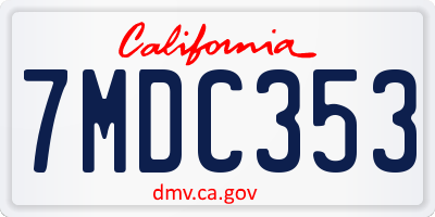 CA license plate 7MDC353