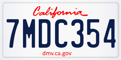 CA license plate 7MDC354