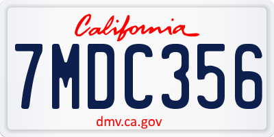 CA license plate 7MDC356