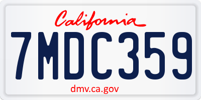 CA license plate 7MDC359
