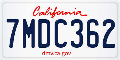 CA license plate 7MDC362