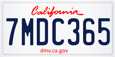 CA license plate 7MDC365