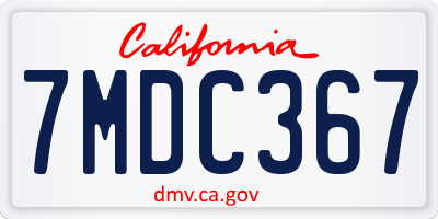 CA license plate 7MDC367