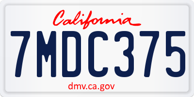 CA license plate 7MDC375