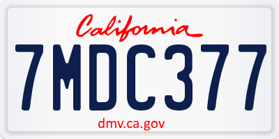 CA license plate 7MDC377