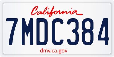 CA license plate 7MDC384