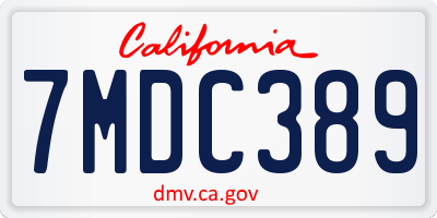 CA license plate 7MDC389