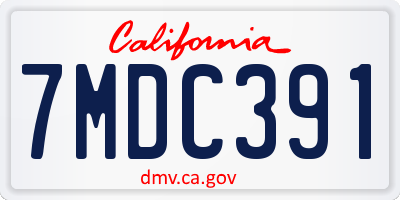 CA license plate 7MDC391